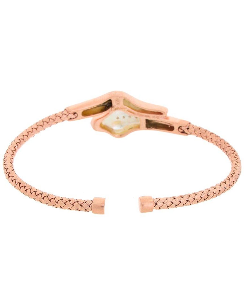 Meshmerise White 18k Rose Gold Vermeil 0.12 Ct. Tw. Diamond Mesh Bangle