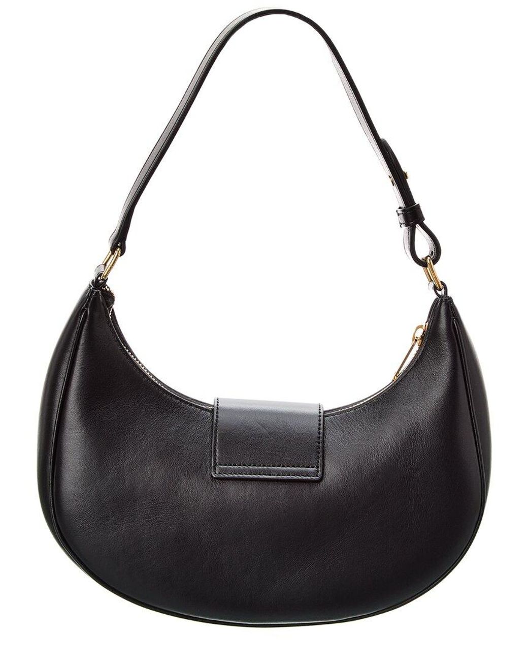 Céline Black Ava Triomphe Medium Leather Hobo Bag