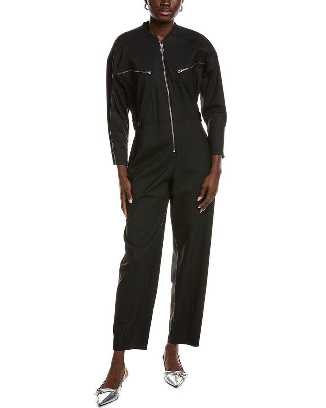 Maje Black Peter Pan Collar Jumpsuit