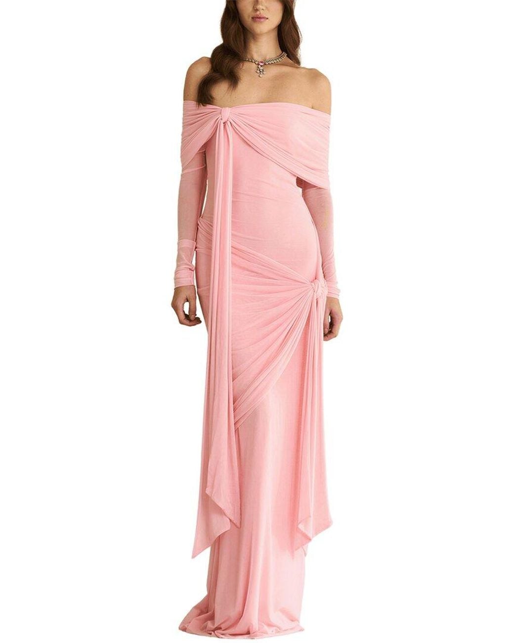 Dilireba Pink Off-The-Shoulder Maxi Dress