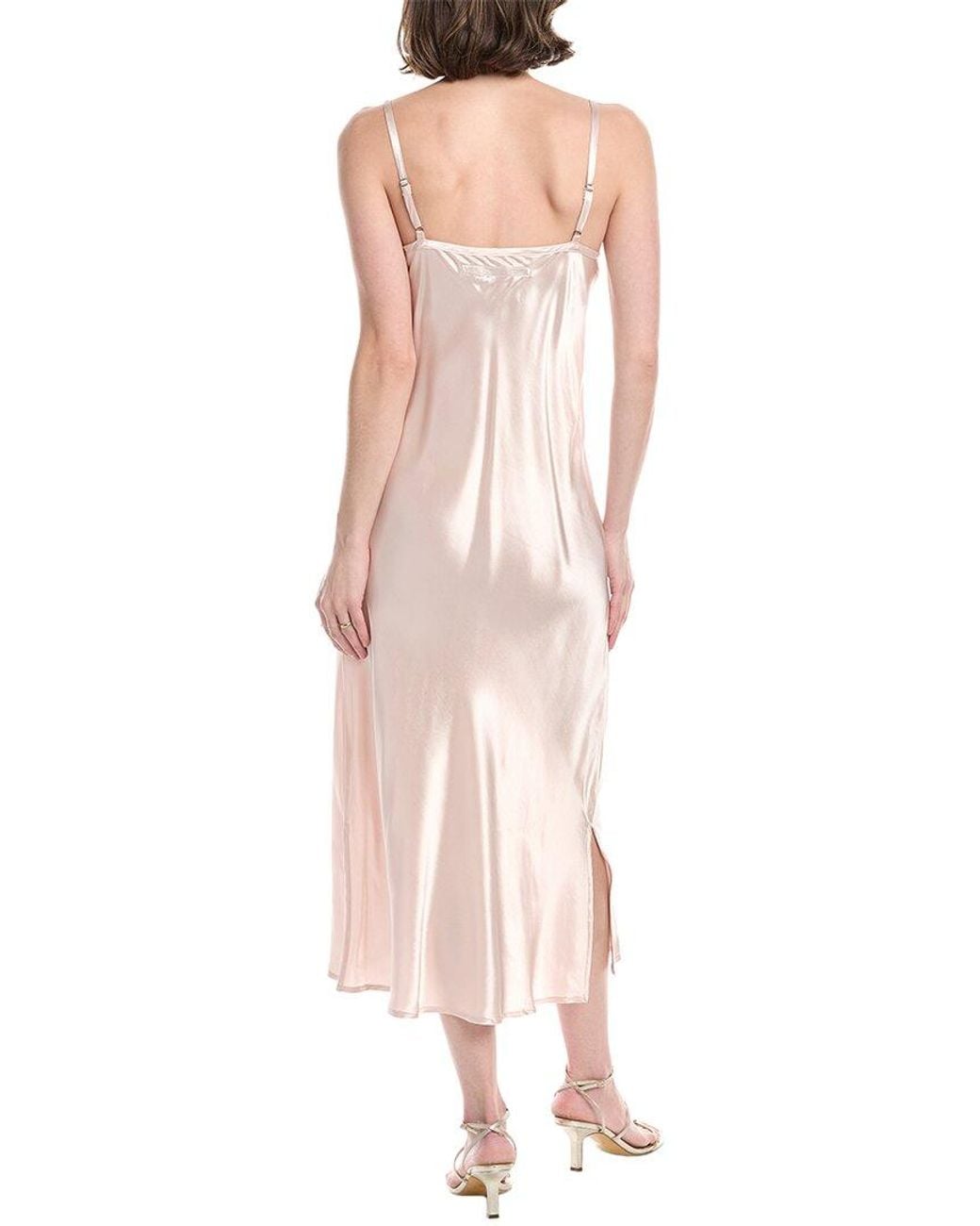 Enza Costa Pink Solid Bias Cut Satin Maxi Dress