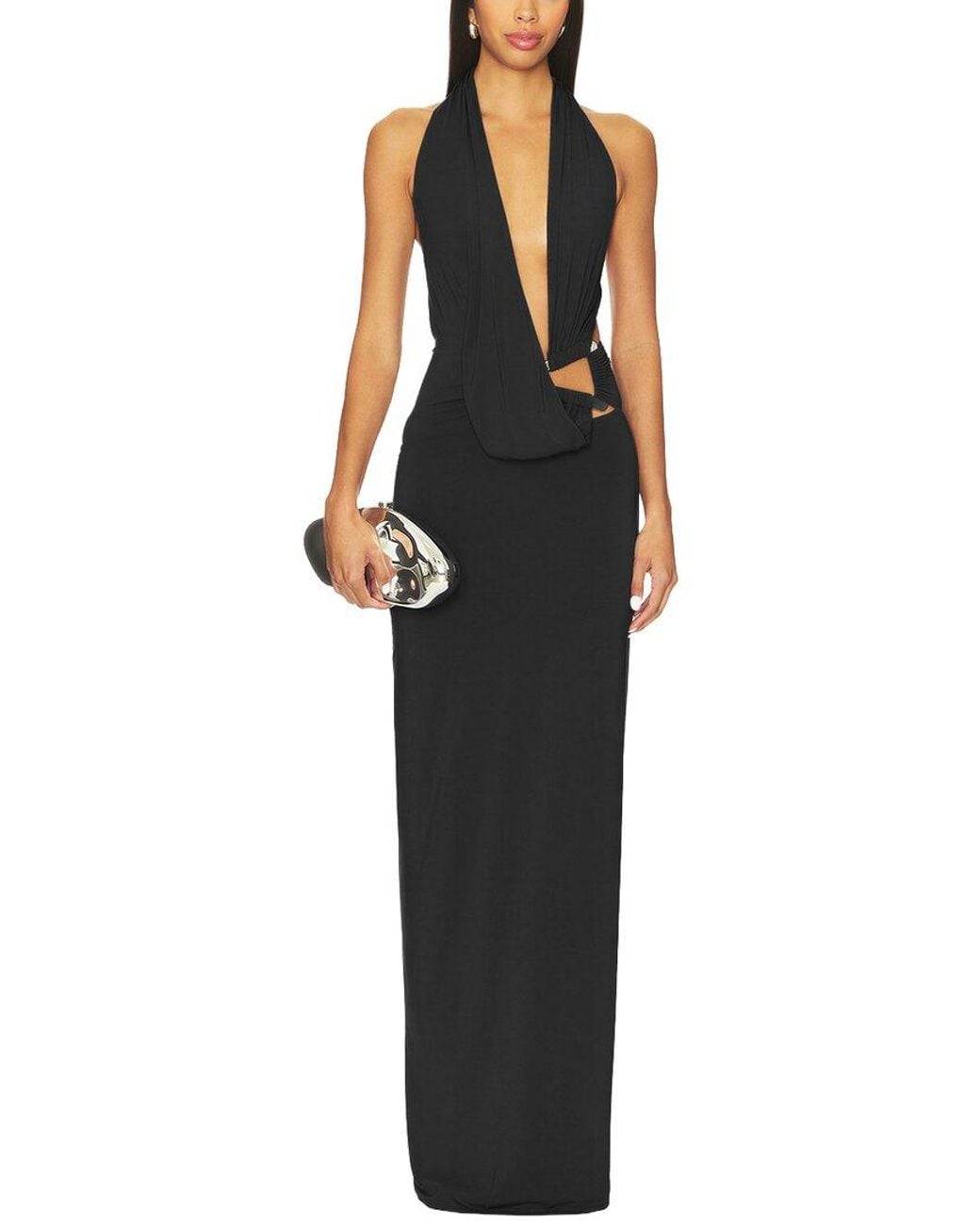 Alma King Black Solid Maxi Dress