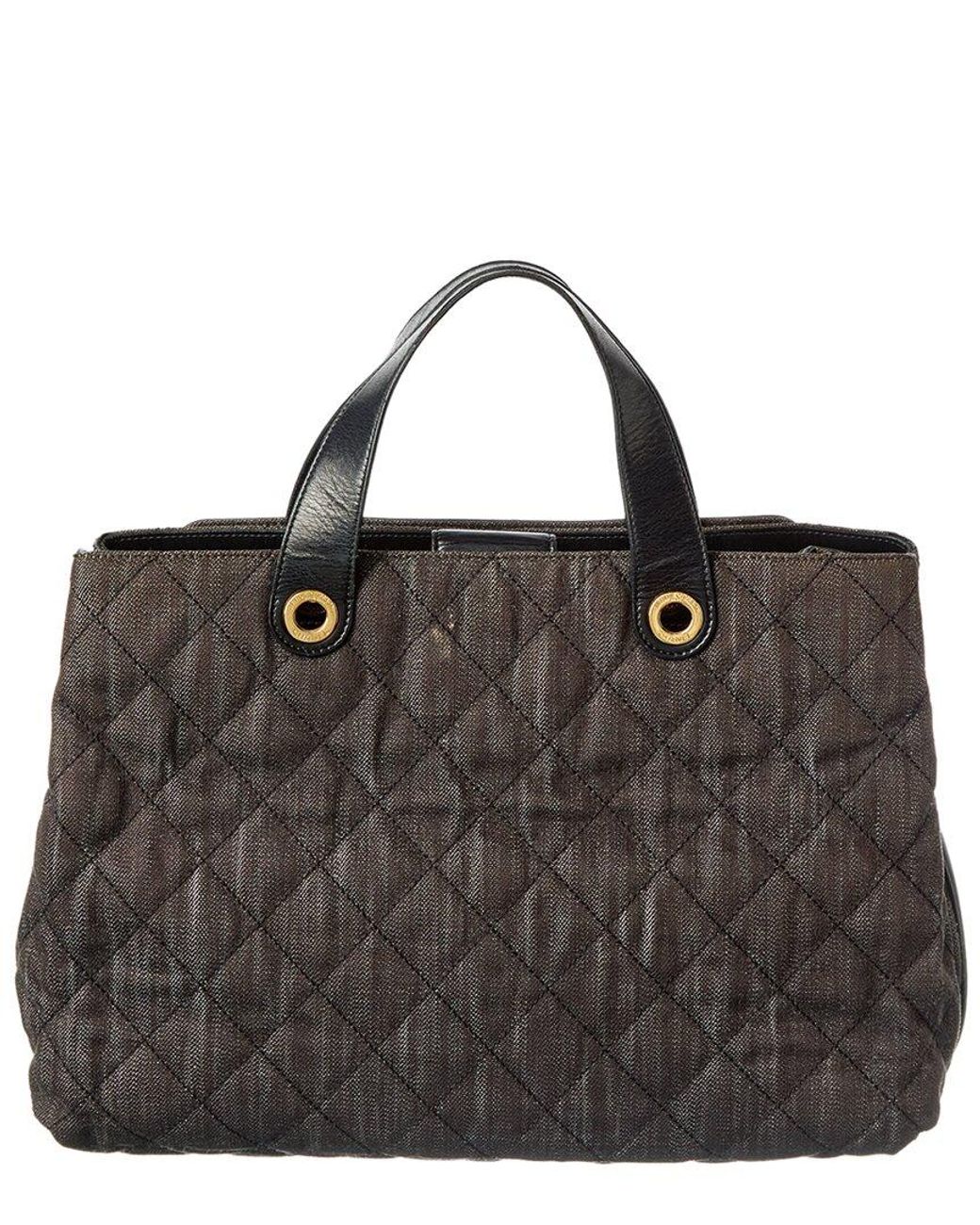 Chanel Black Denim Calfskin Leather Denim Quilted Tote (authentic Pre-loved)