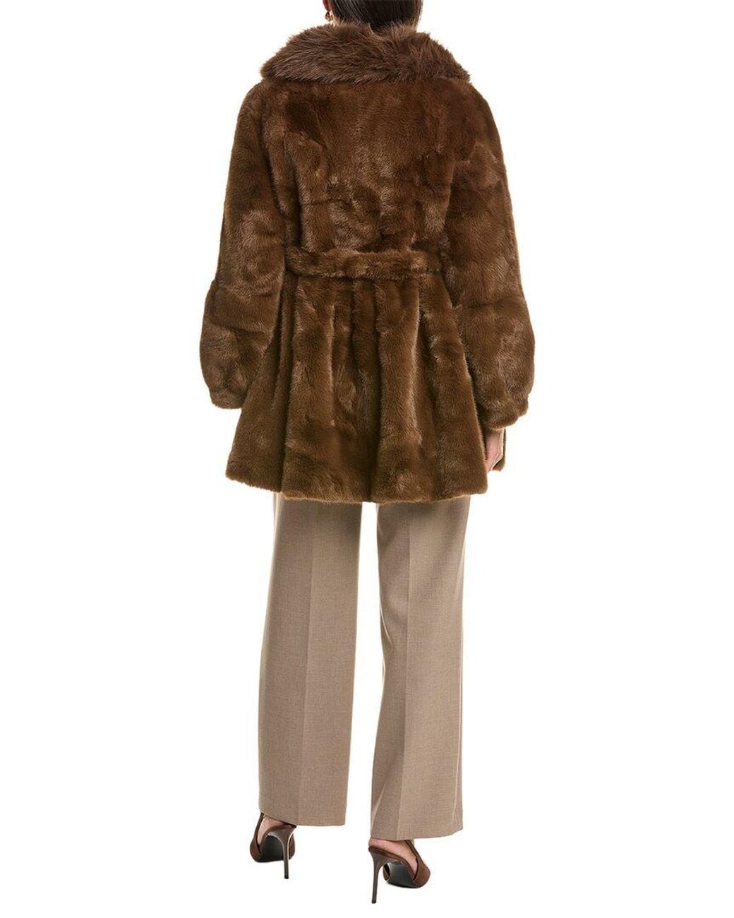 La Fiorentina Brown Plush Faux Fur Jacket