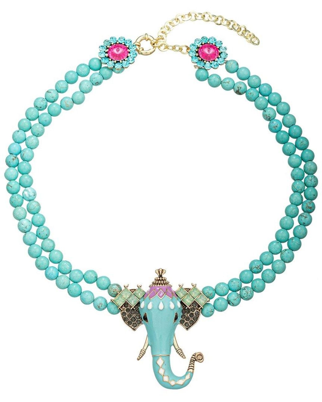 Eye Candy LA Blue Natalie Elephant Beaded Statement Necklace