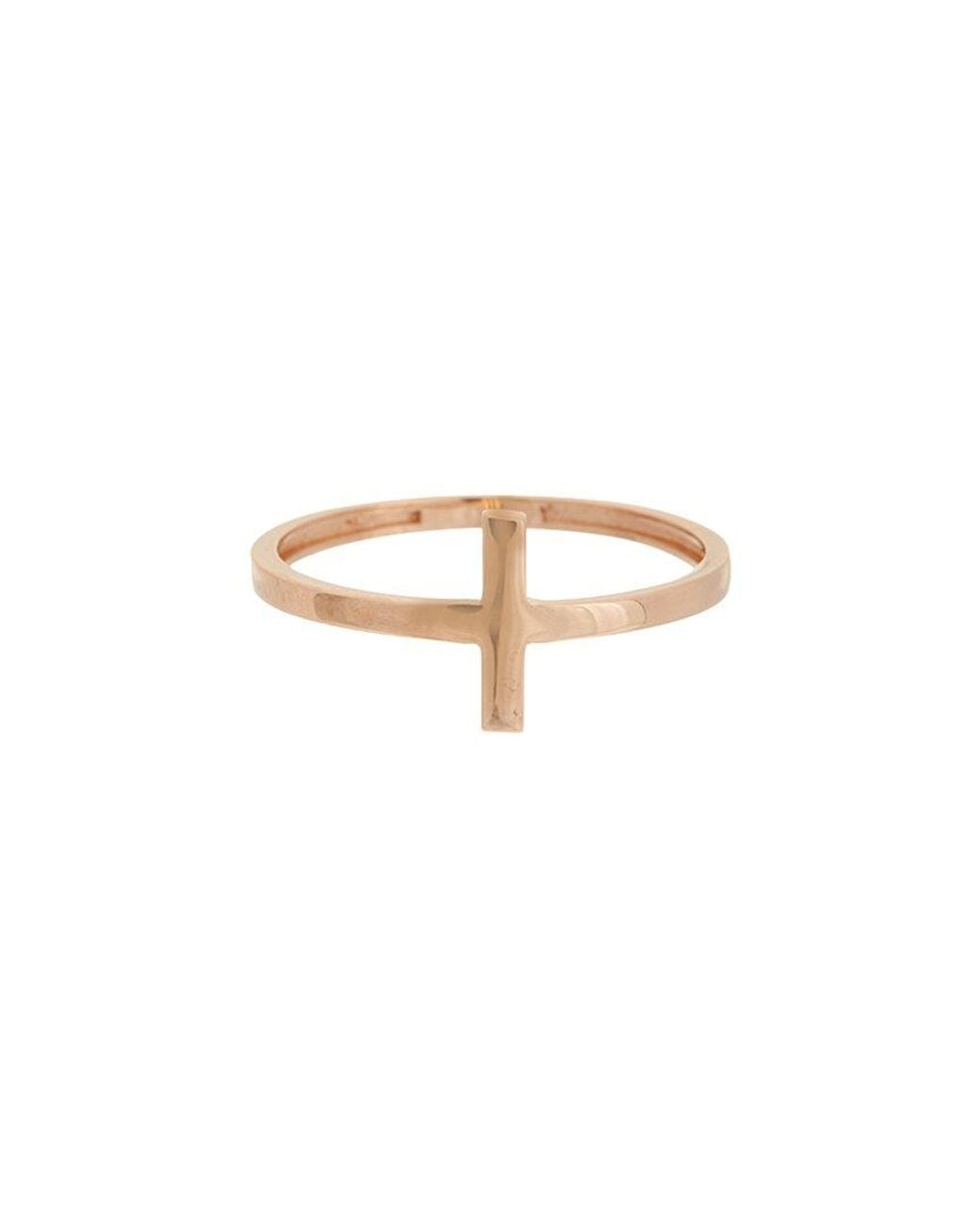 Italian Gold White 10K Rose Cross Ring