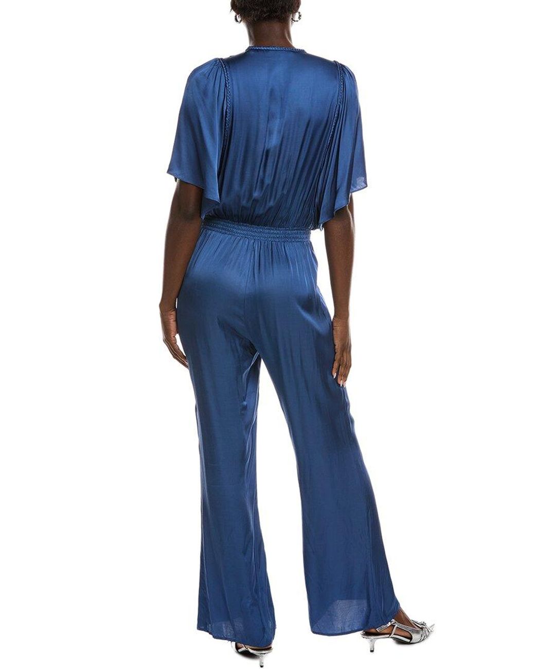 Maje Blue Flutter Sleeve Jumpsuit