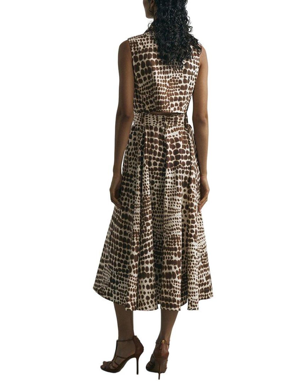 Reiss Natural Concordia Atelier Animal Print Tailored Dress