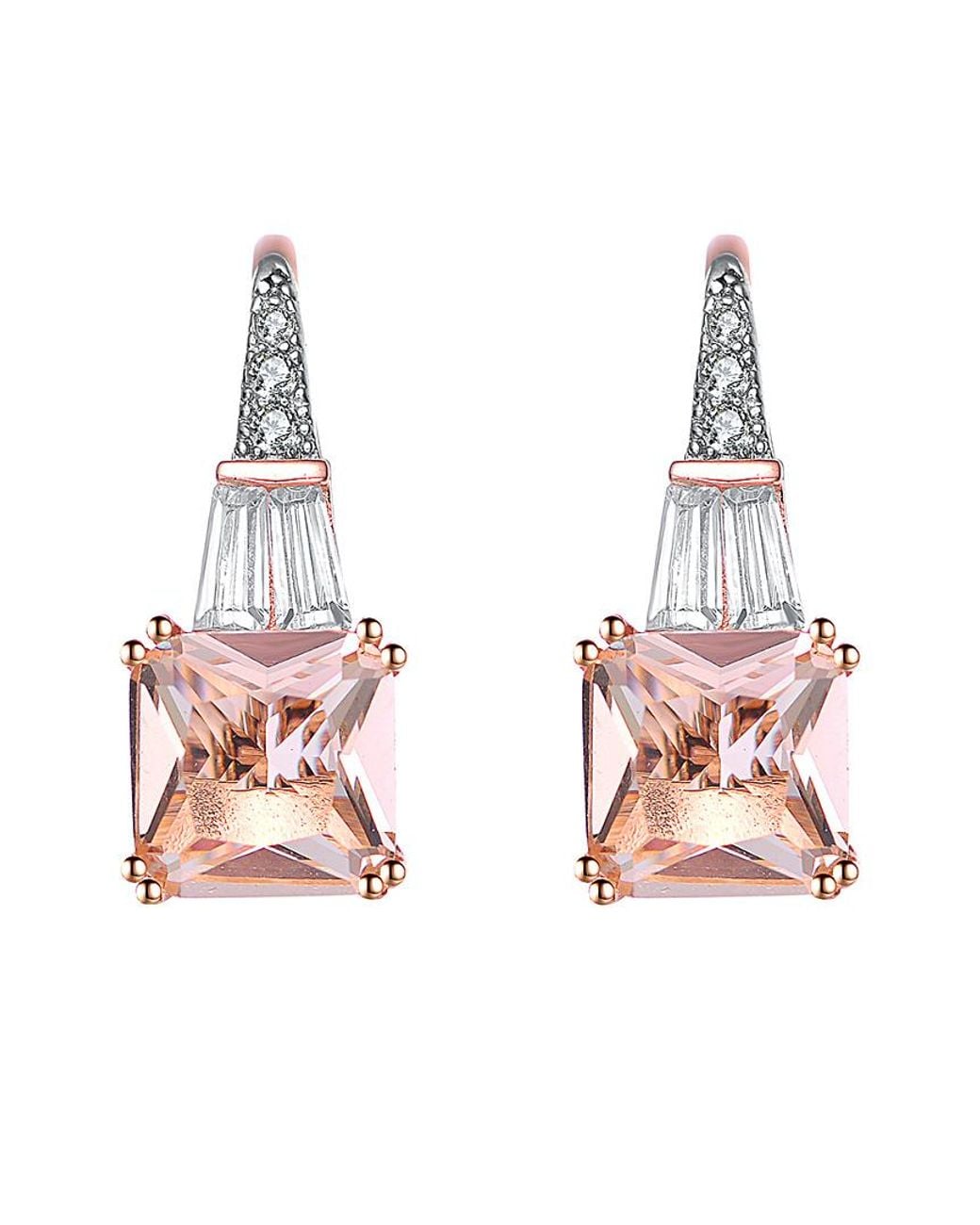 Genevive Jewelry Pink 14k Rose Gold Vermeil Cz Earrings