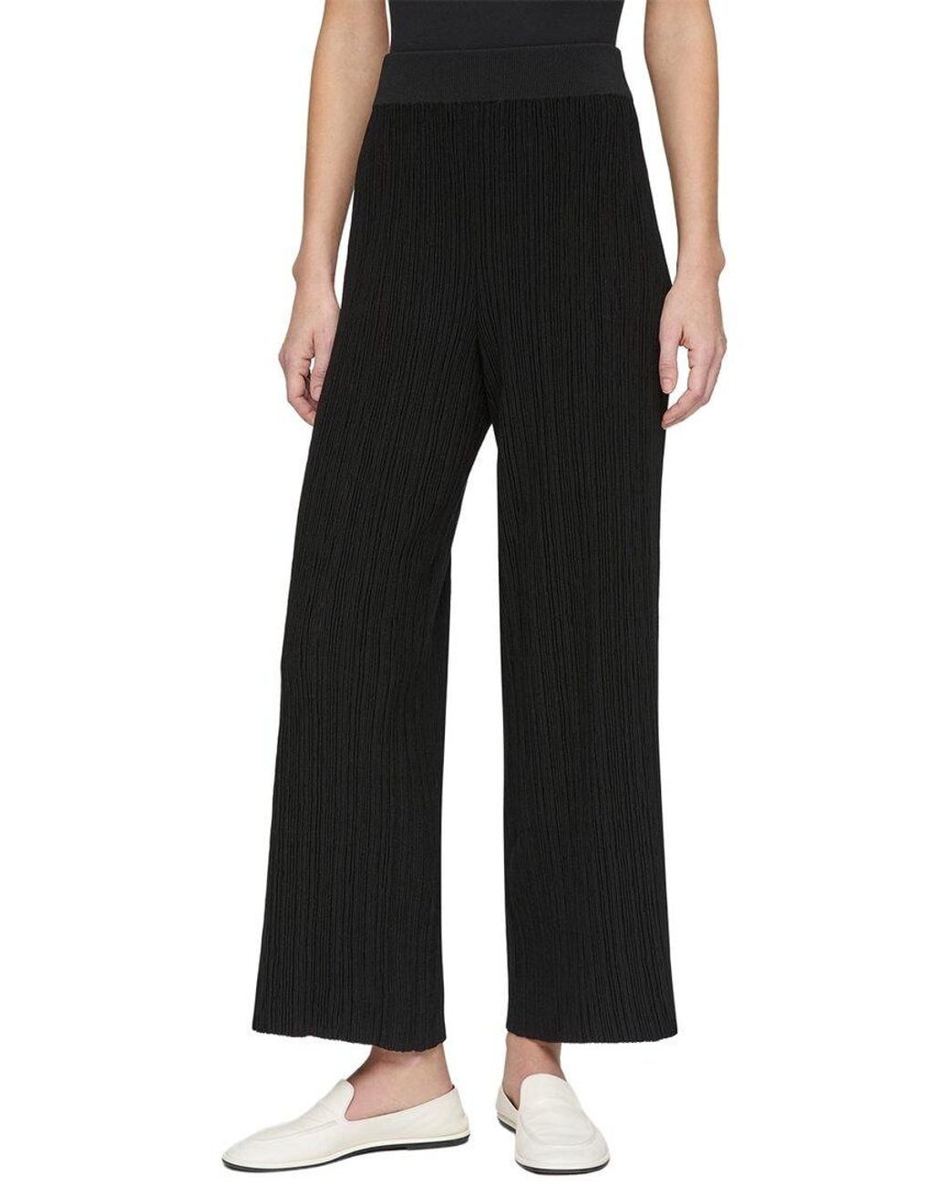 Lafayette 148 New York Black Ottoman Stitch Pull On Knit Silk-Blend Pant