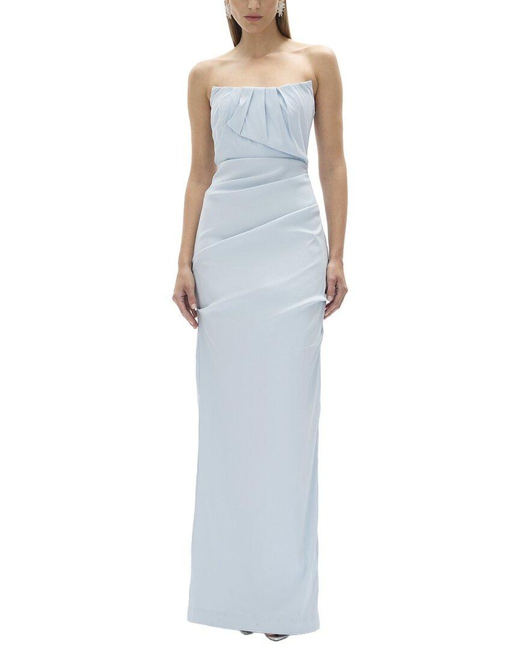 Rachel Gilbert Blue Sienna Fitted Gown