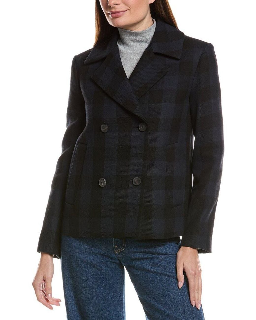 Fleurette Black Cropped Wool Peacoat