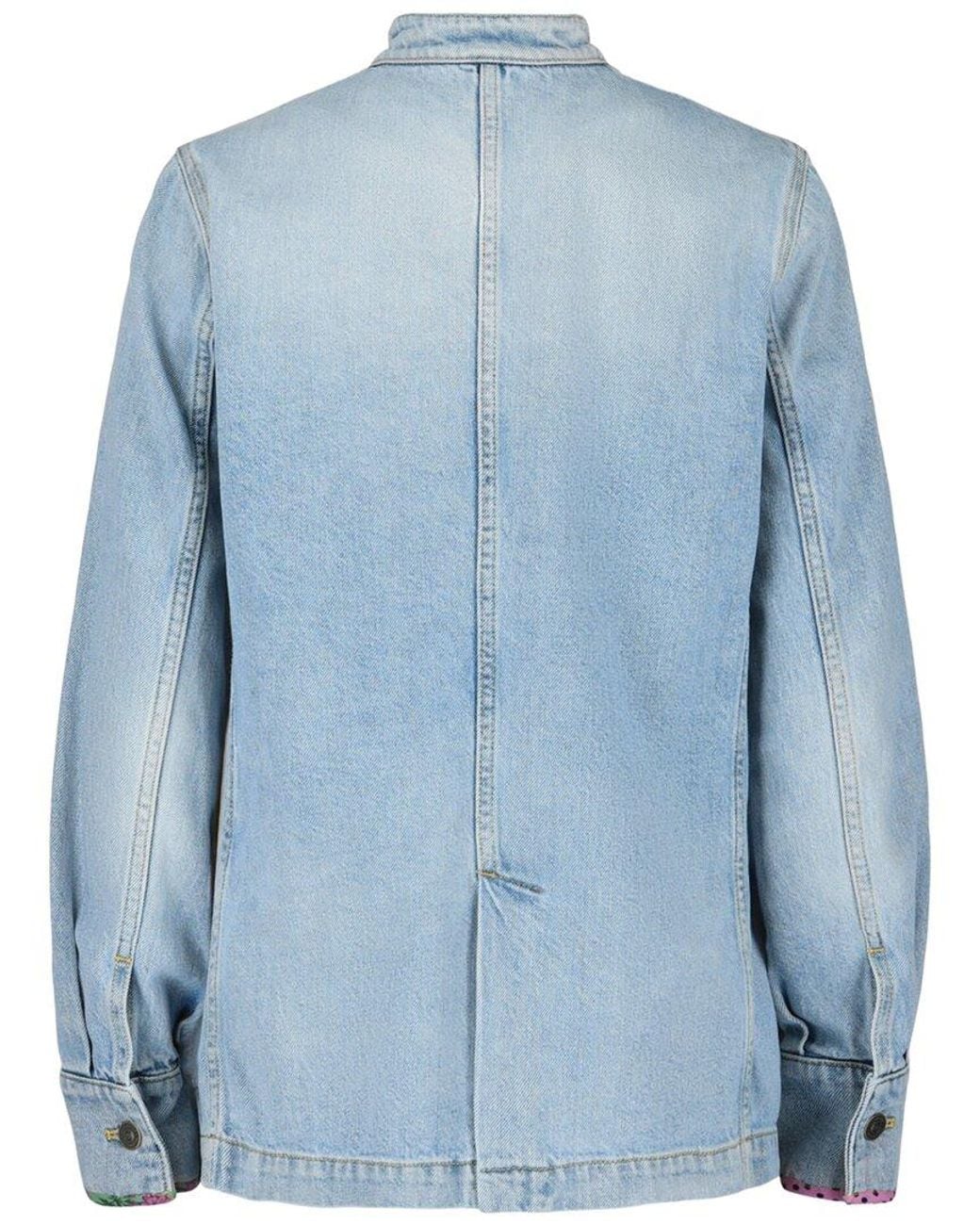 Valentino Blue Embroidered Trimmed Denim Jacket