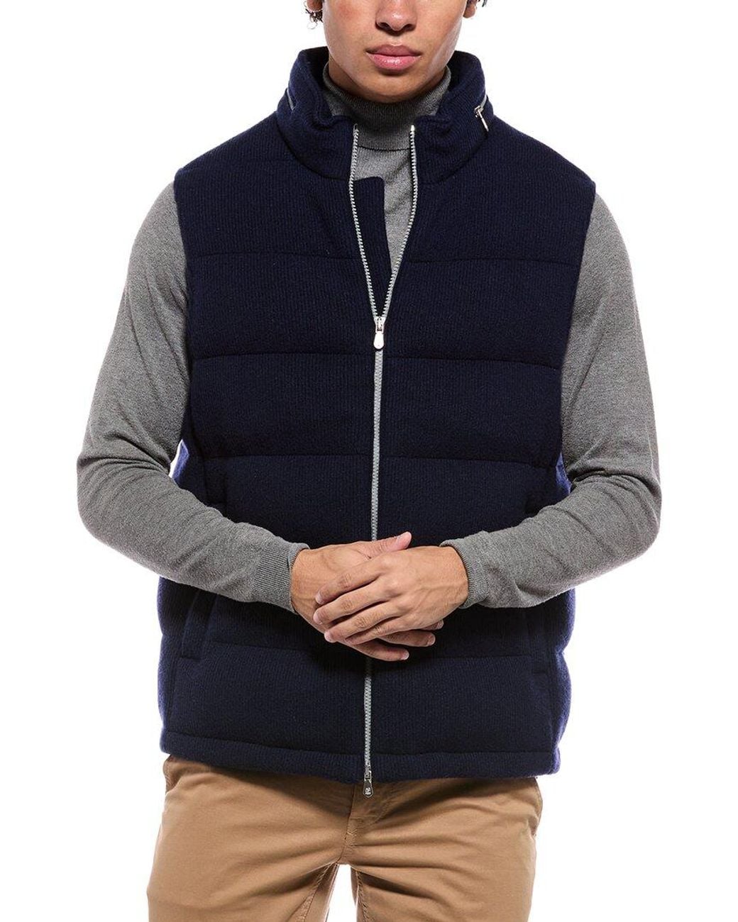 Brunello Cucinelli Blue Knit 100% Cashmere Vest for men