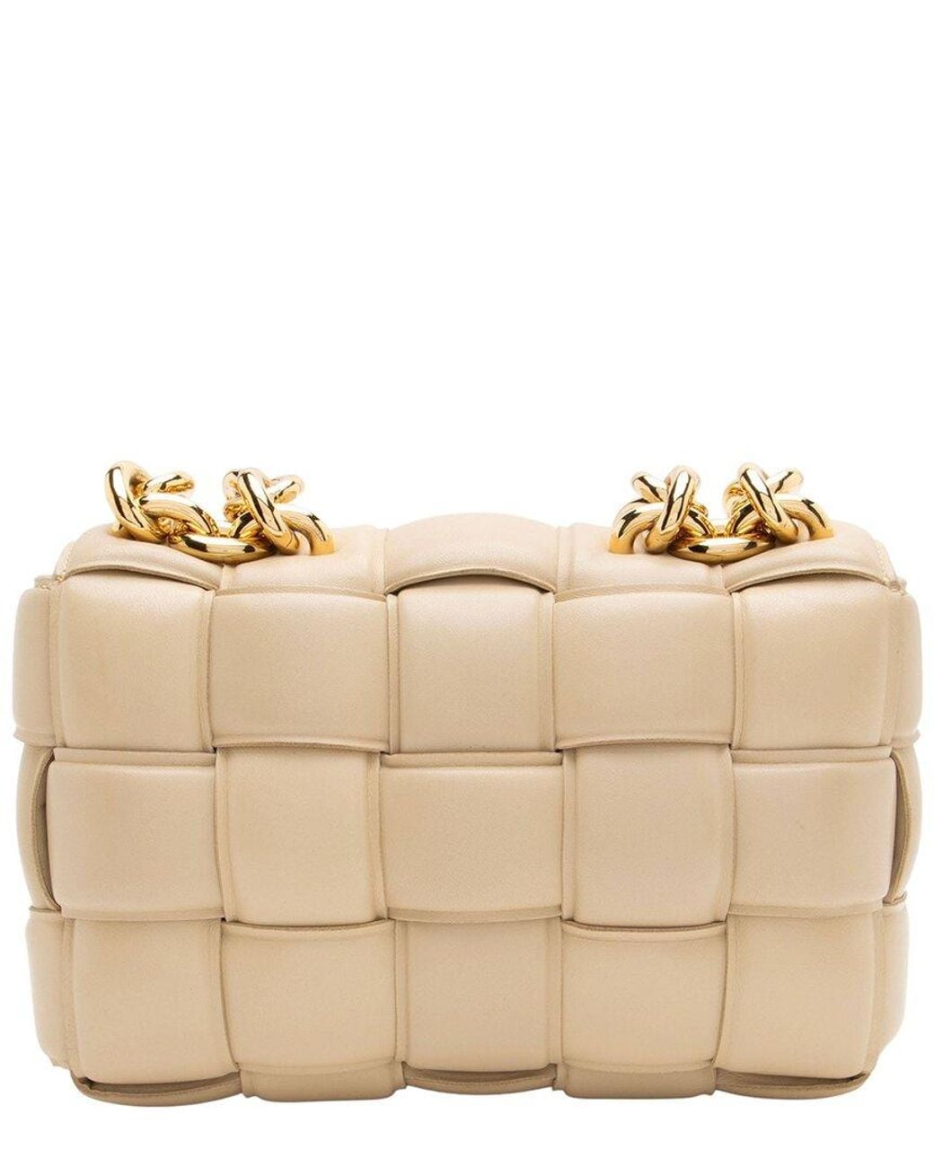 Bottega Veneta Natural Lambskin Cassette Chain Maxi Shoulder Bag (authentic Pre-loved)