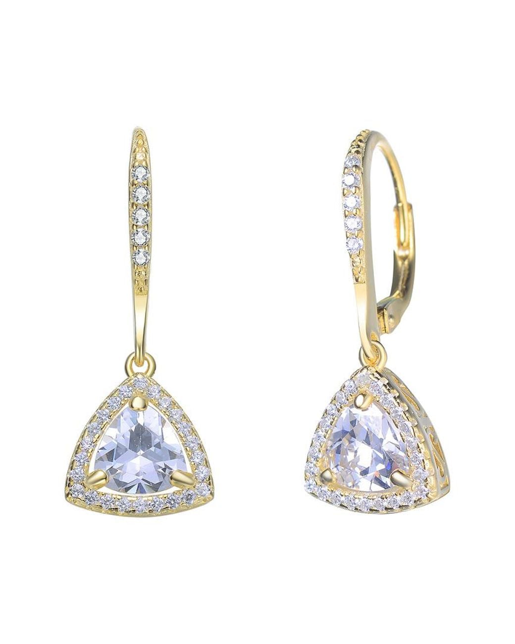 Rachel Glauber Metallic 14k Over Silver Cz Drop Earrings