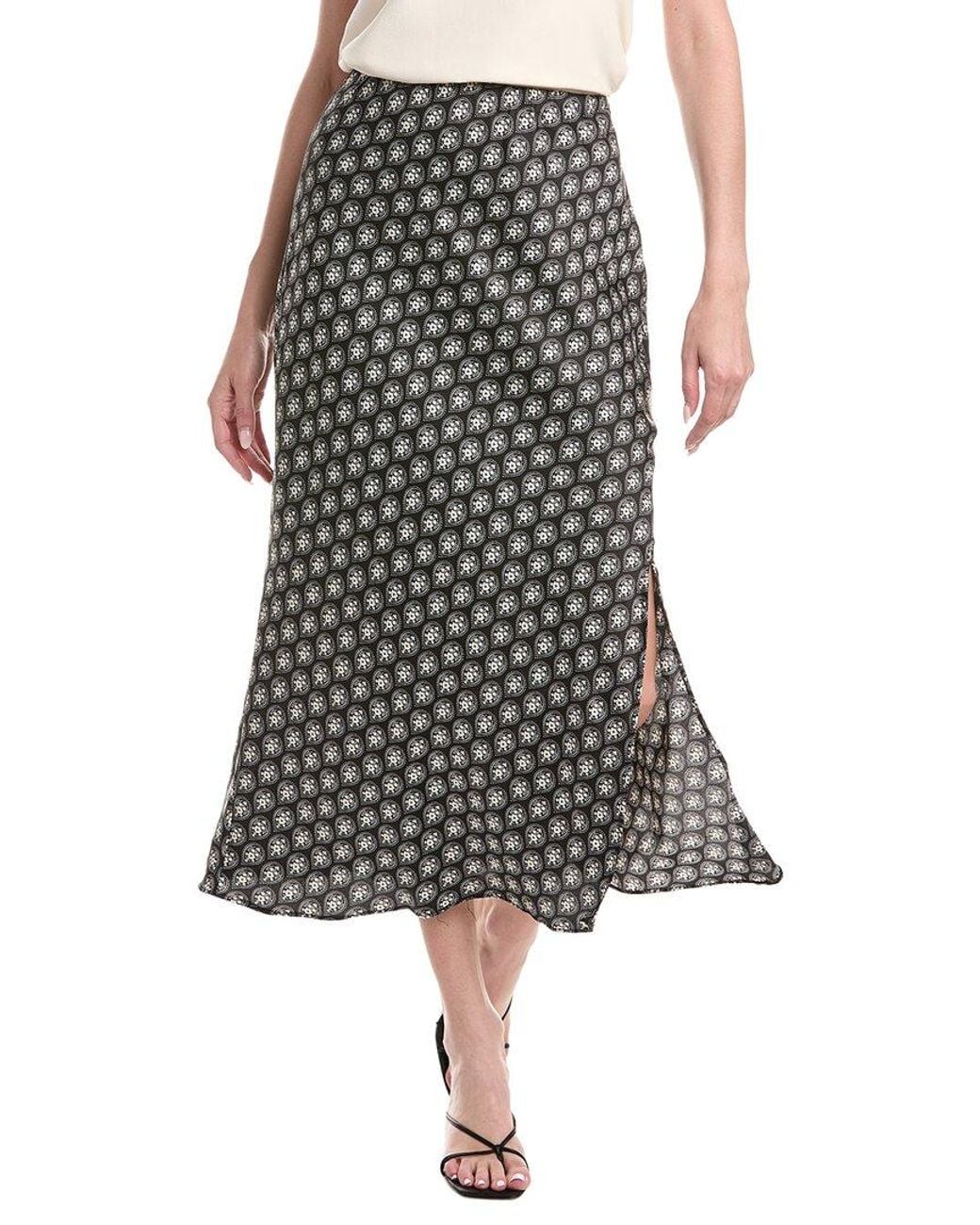 Tahari Black Bias Midi Skirt