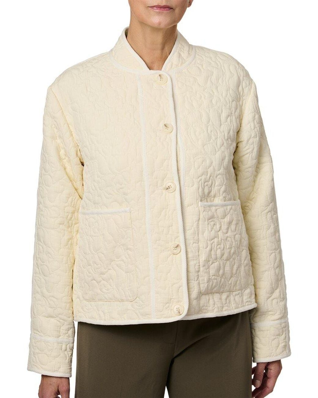 Bernardo Natural Jacquard Quilt Jacket