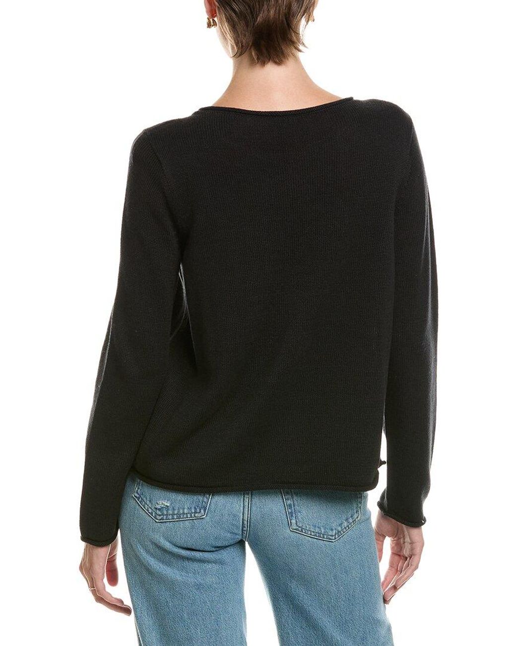 Eileen Fisher Black Jewel Neck Sweater