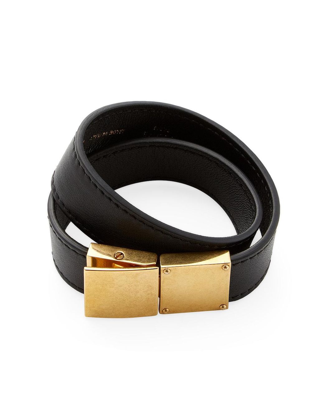 Celine Classic Double Strap Leather Bracelet in Black | Lyst