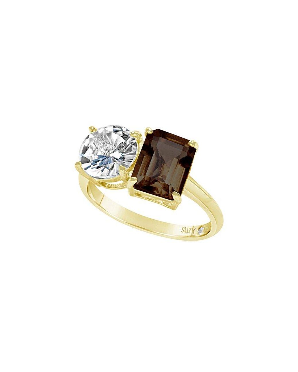 Suzy Levian White Gold Over Silver 5.00 Ct. Tw. Gemstone Toi Et Moi Ring