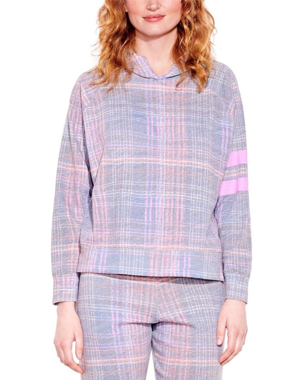 Sundry Purple Plaid Hoodie