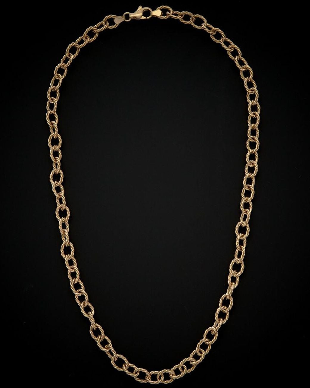 Italian Gold Black 14k Ribbed Rolo Link Necklace