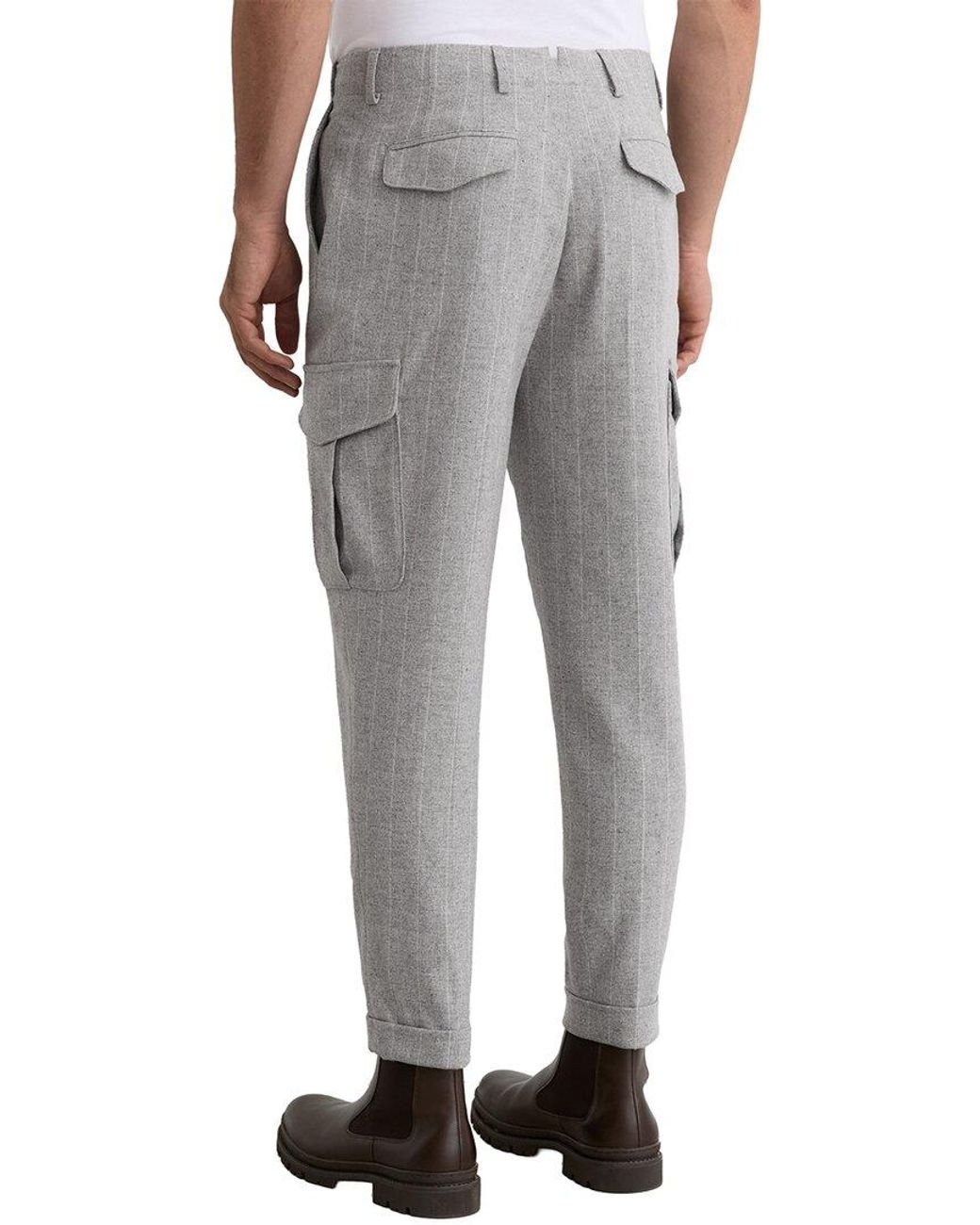 Reiss Gray Chalk Pinstripe Flannel Wool-Blend Trouser for men