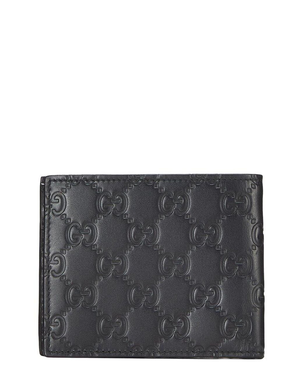 Gucci Gray Black Ssima Leather Ssima Bi-fold Wallet (authentic Pre-loved)