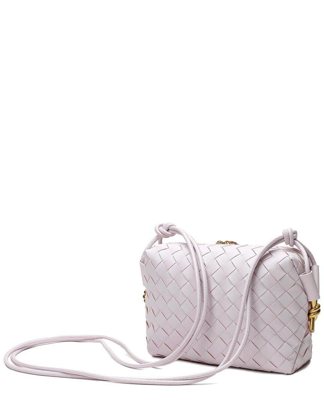 Tiffany & Fred Paris Gray Large Woven Leather Crossbody
