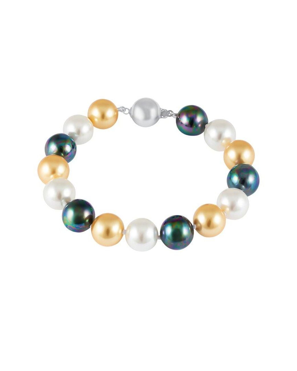 Splendid Metallic 12Mm Pearl Plated Bracelet