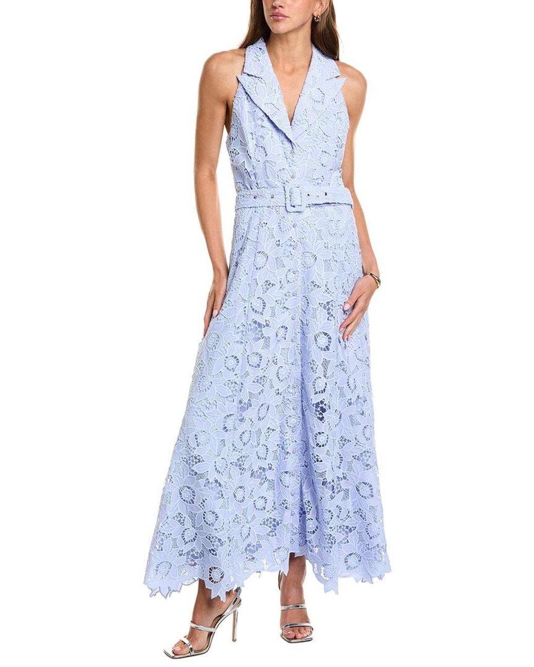 Elliatt Blue Lacy Collared Maxi Dress