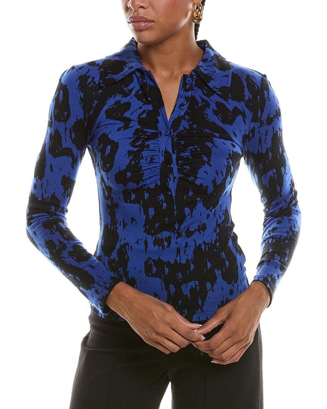 Diane von Furstenberg Blue Sheska Wool-Blend Top