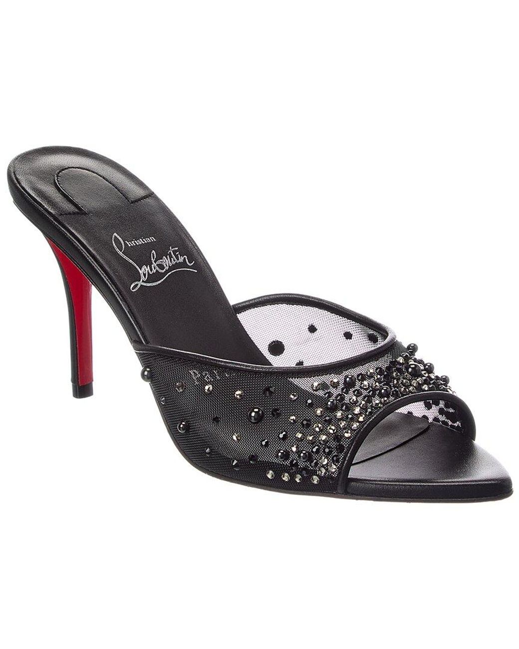 Christian Louboutin Metallic Miss Z Degrastrass 85 Mesh & Leather Mule