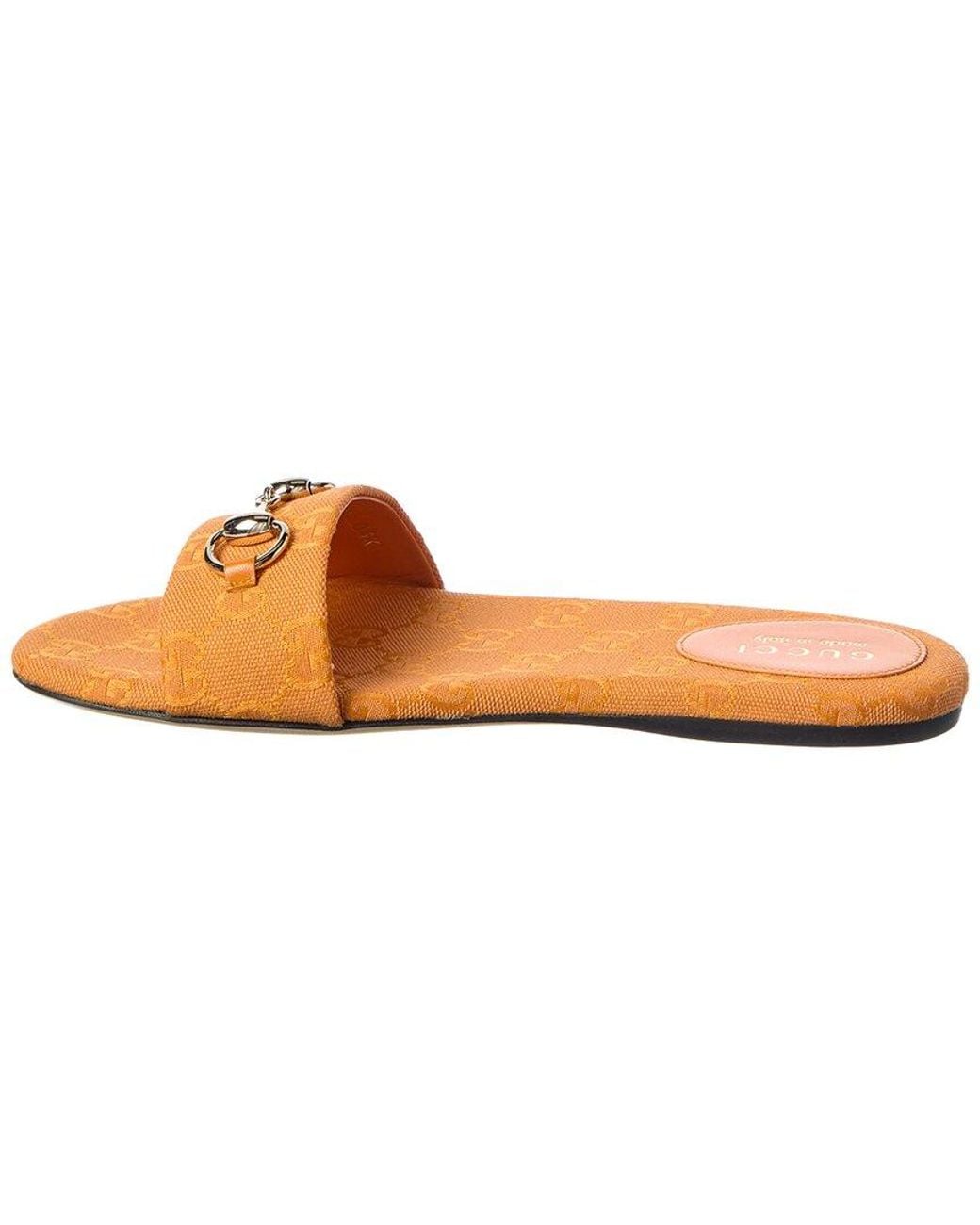Gucci Orange Horsebit Canvas Sandal