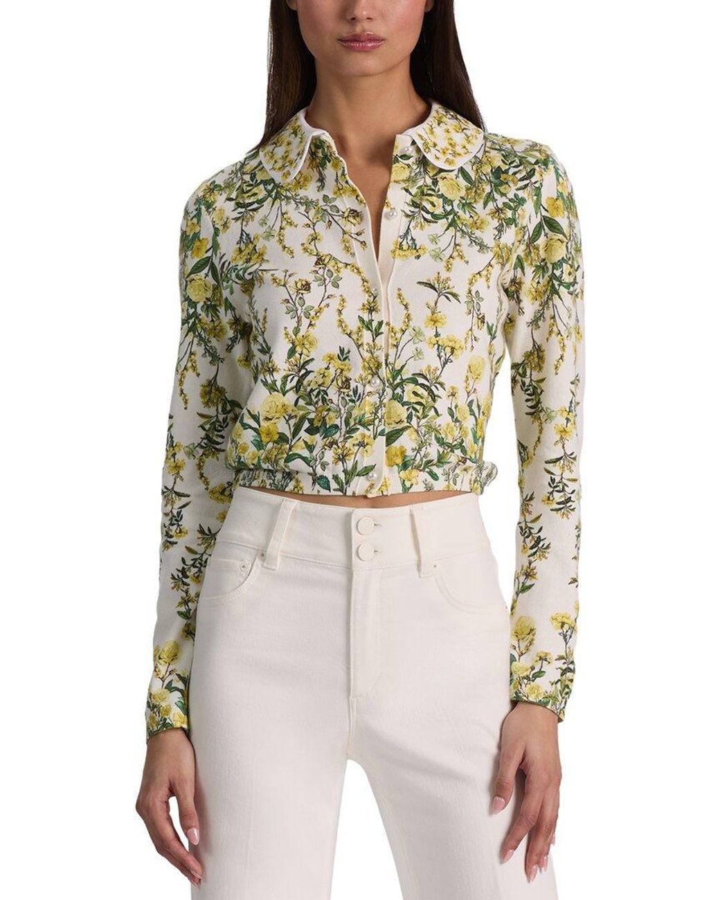 Alice + Olivia Multicolor Carson Printed Linen-Blend Cardigan