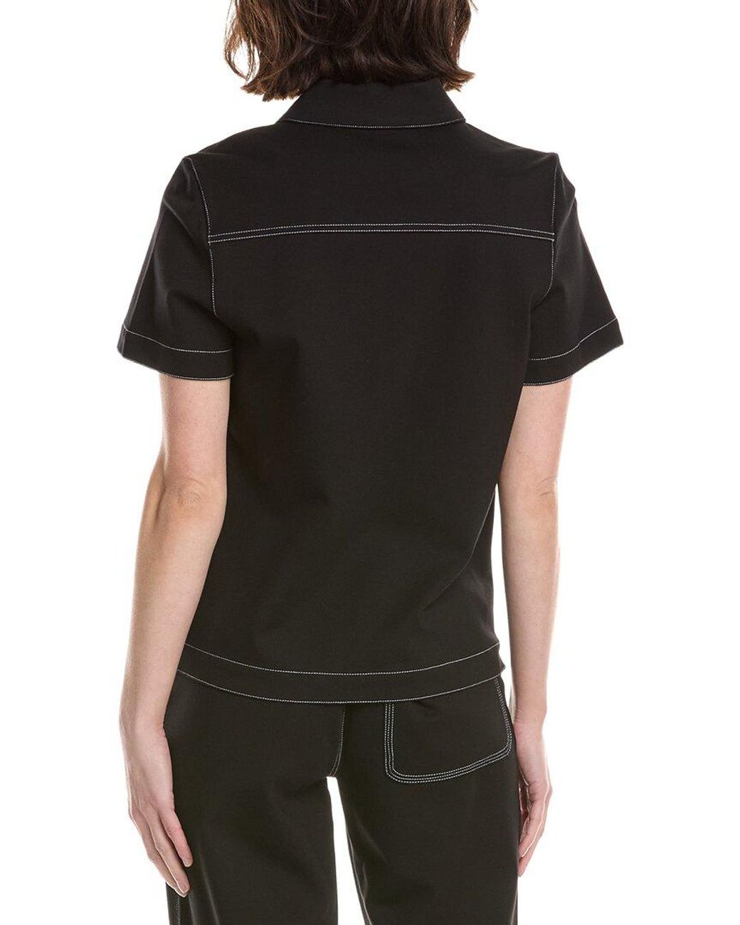 Rag & Bone Black Irina Contrast Stitch Polo Shirt