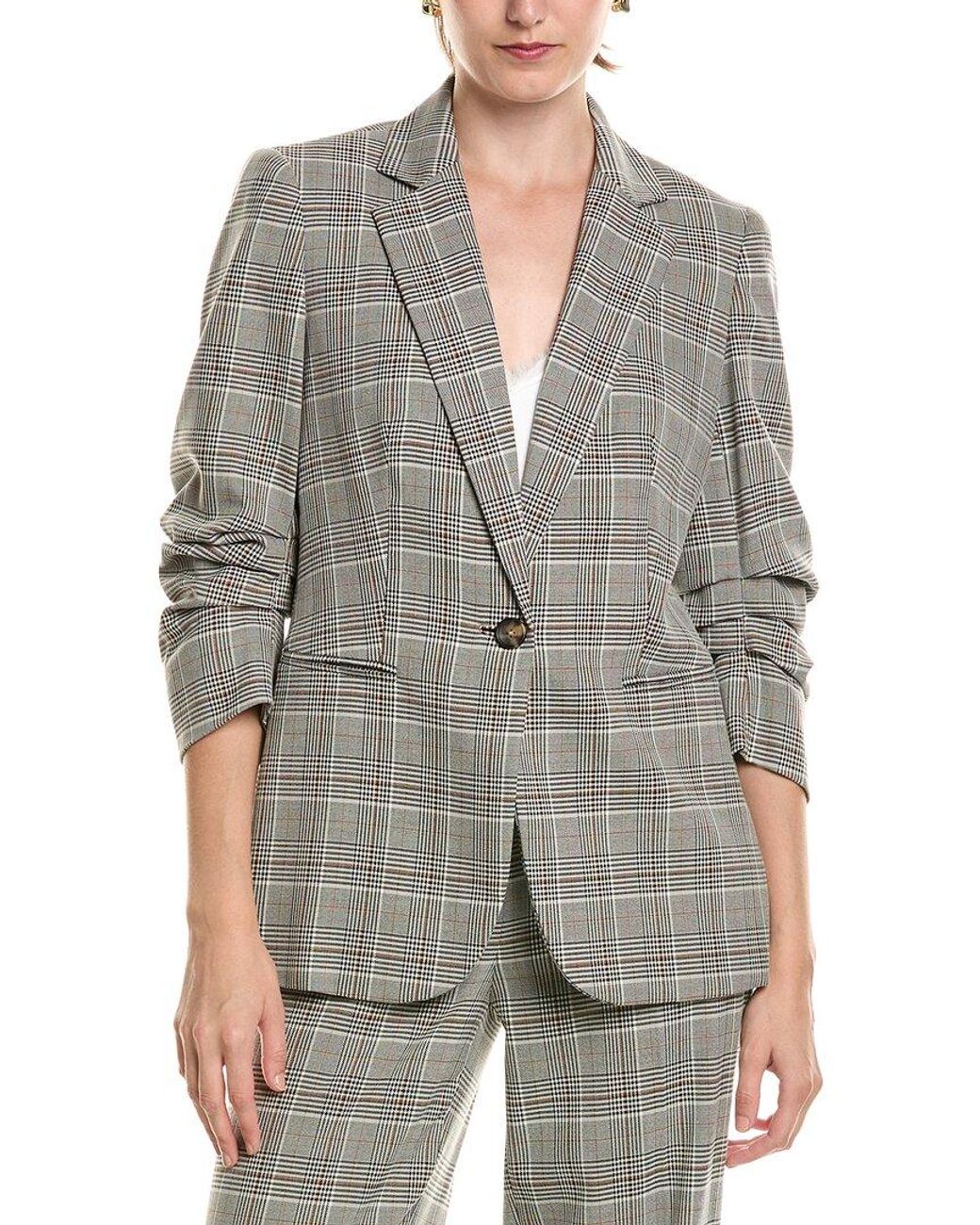 Anne Klein Gray Scrunch Sleeve Jacket