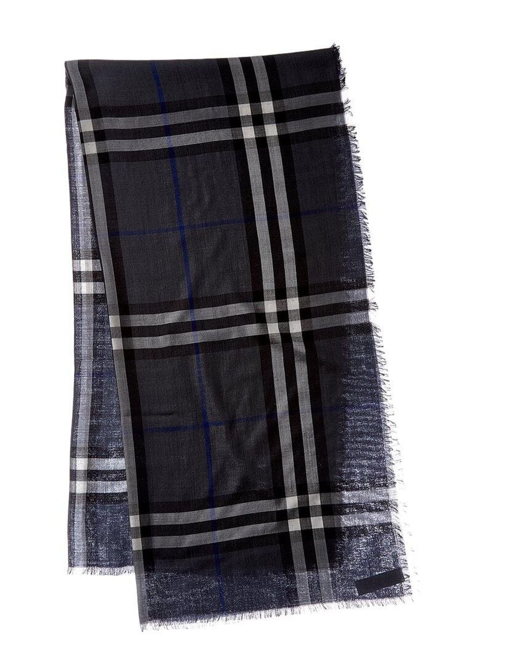 Burberry Black Check Wool & Silk-Blend Scarf
