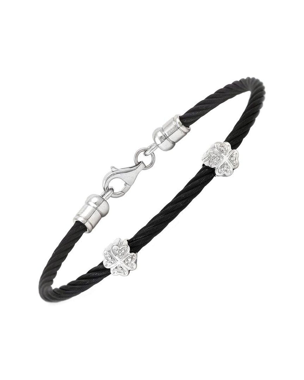 Diamond Select Cuts Metallic Silver & Steel 0.03 Ct. Tw. Diamond Bangle Bracelet