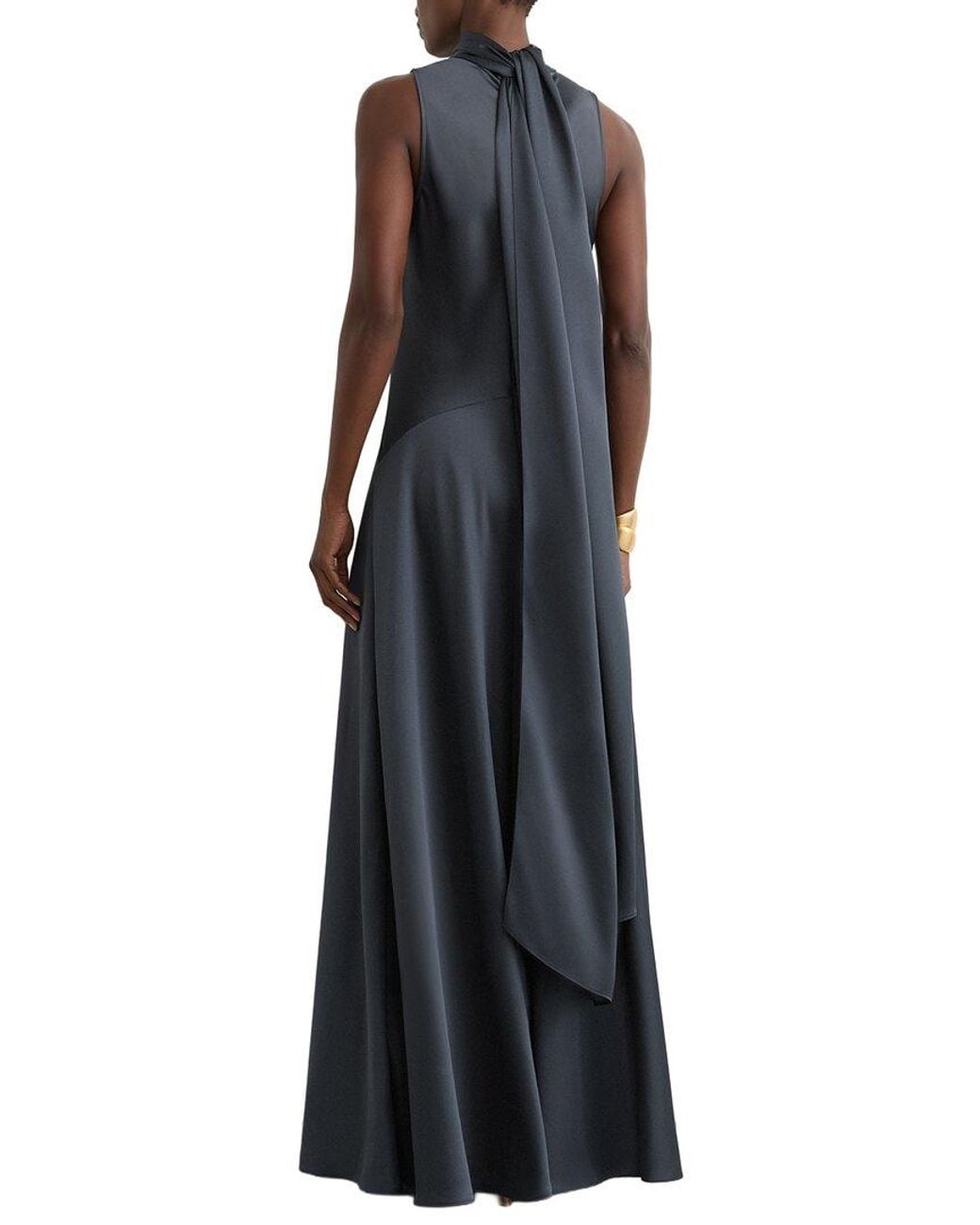 Reiss Blue Fae Satin Cape Maxi Dress