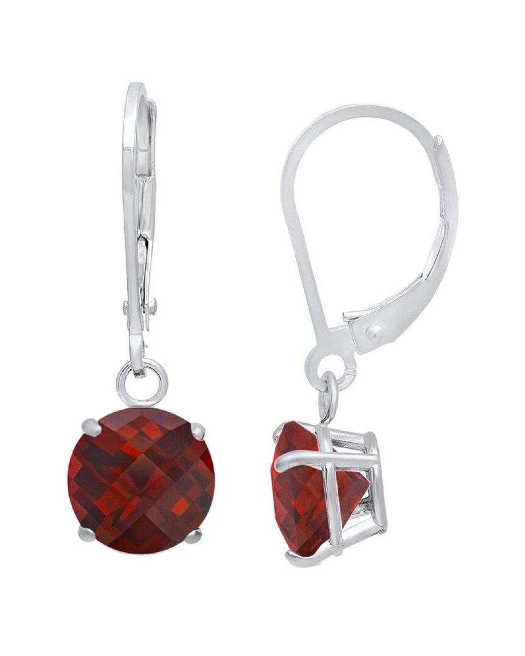 MaxColor White Silver 2.10 Ct. Tw. Garnet Dangle Earrings