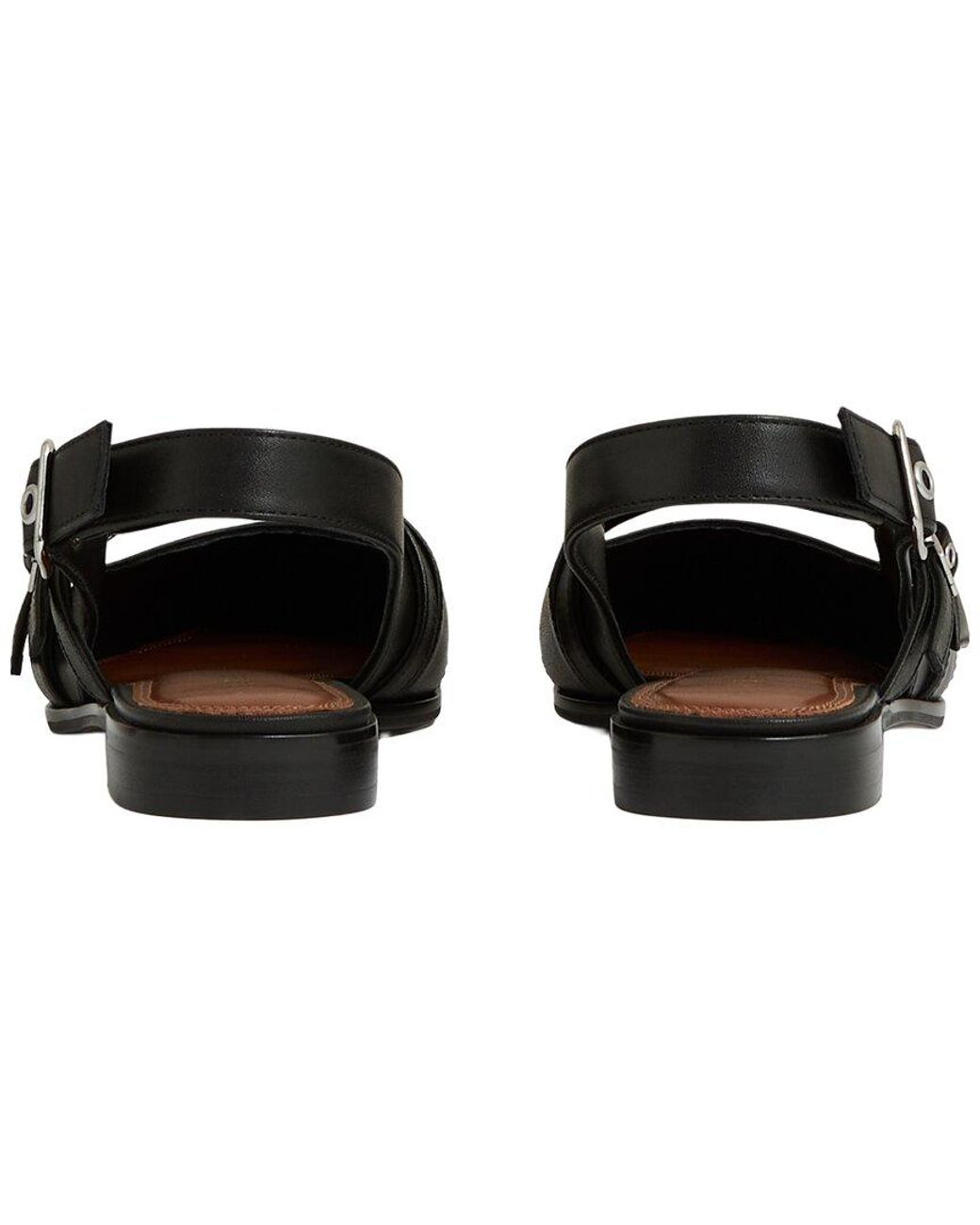 Reiss Black Lois Flat Buckle Leather Mule