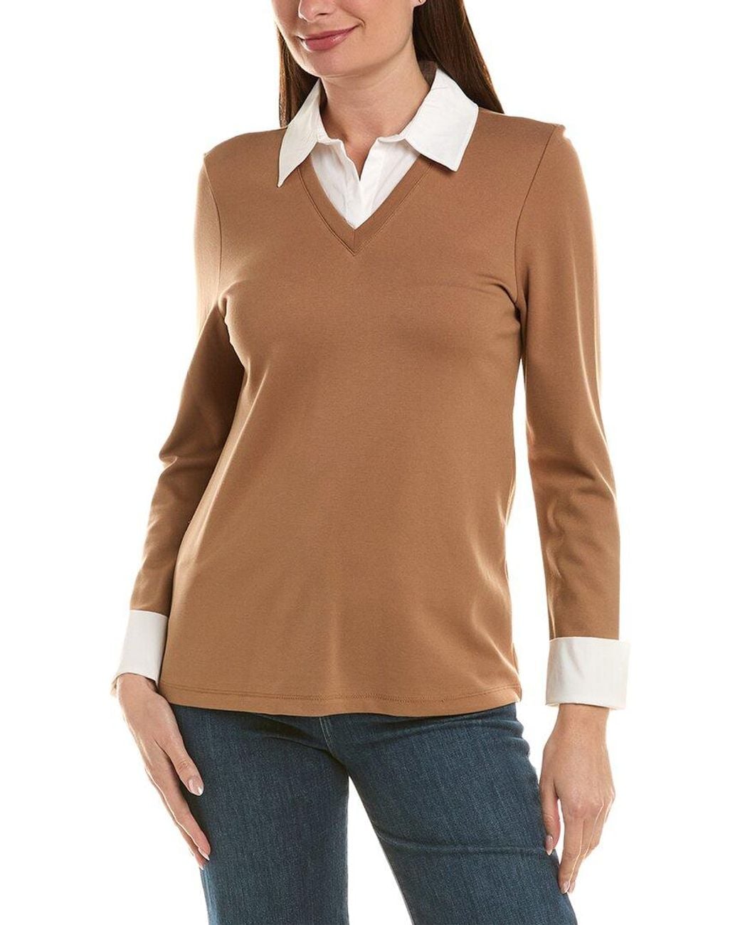 Jones New York Blue Two-Tone Top