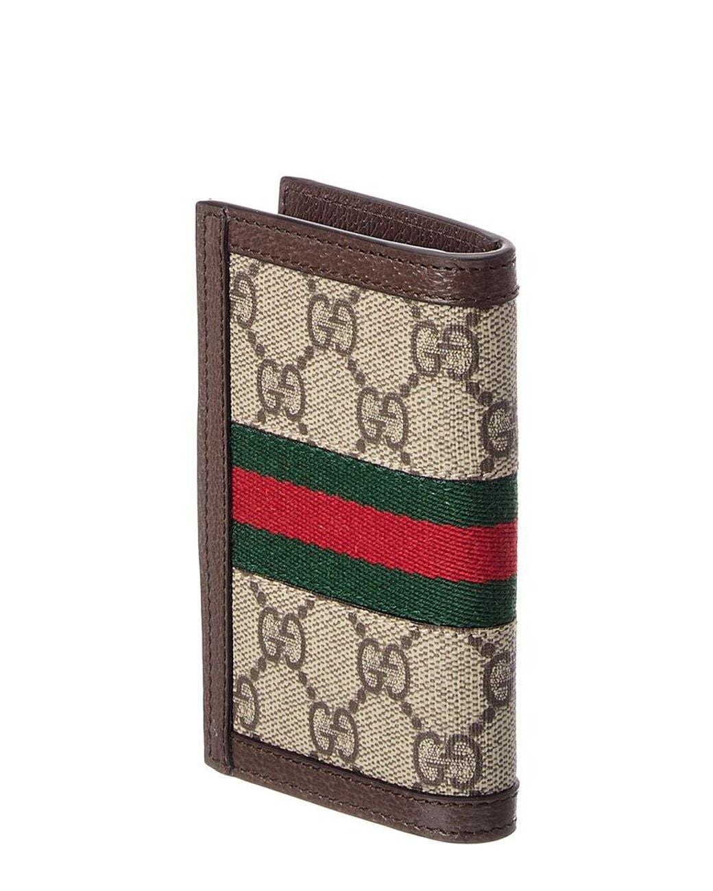 Gucci Gray GG Supreme Canvas & Leather Card Case for men