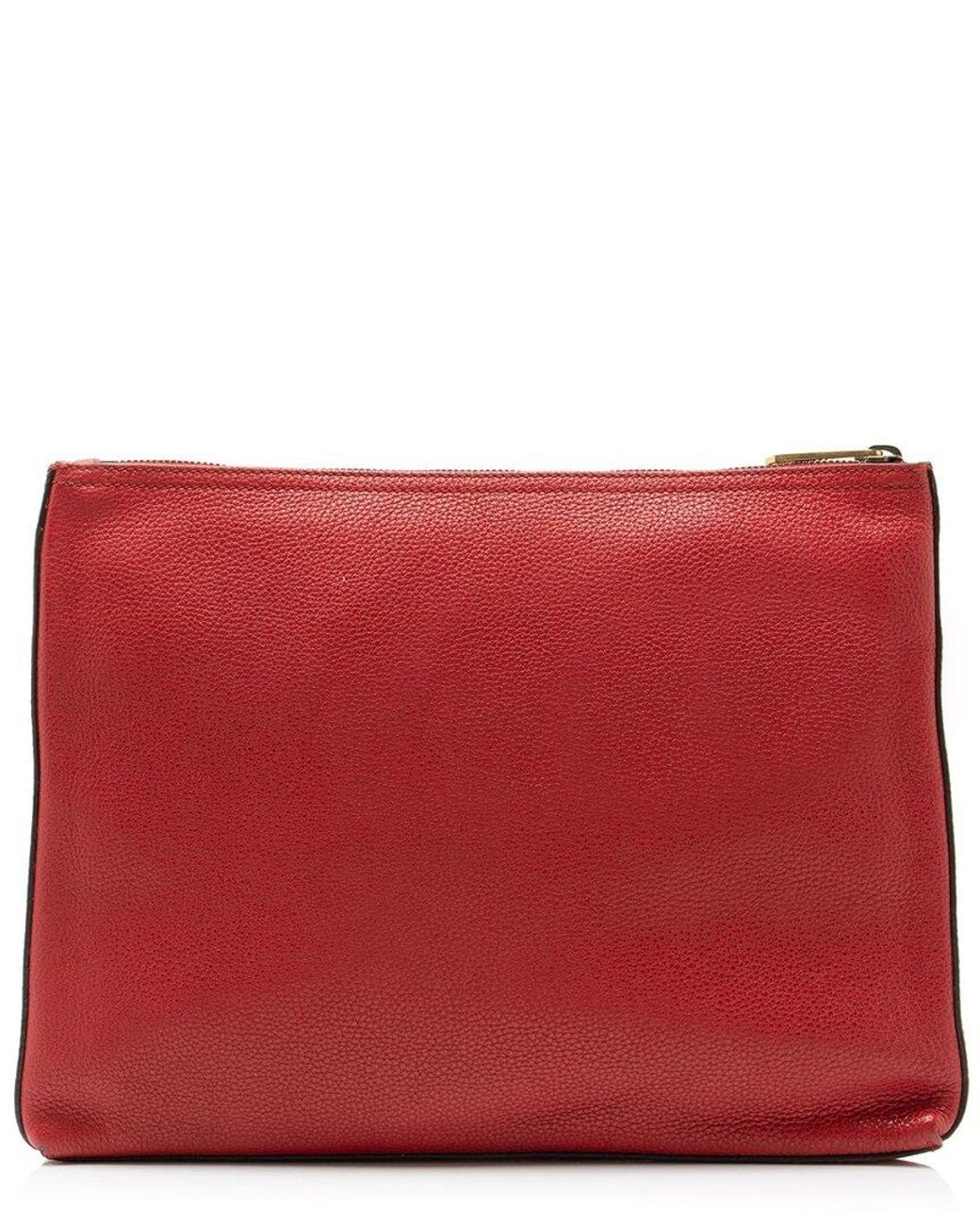 Gucci Red Leather Logo Zip Pouch (Authentic Pre-Loved)