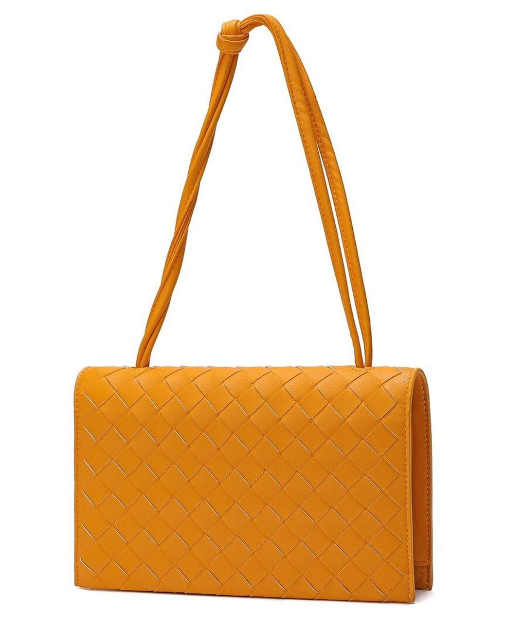 Tiffany & Fred Paris Orange Woven Leather Shoulder Bag