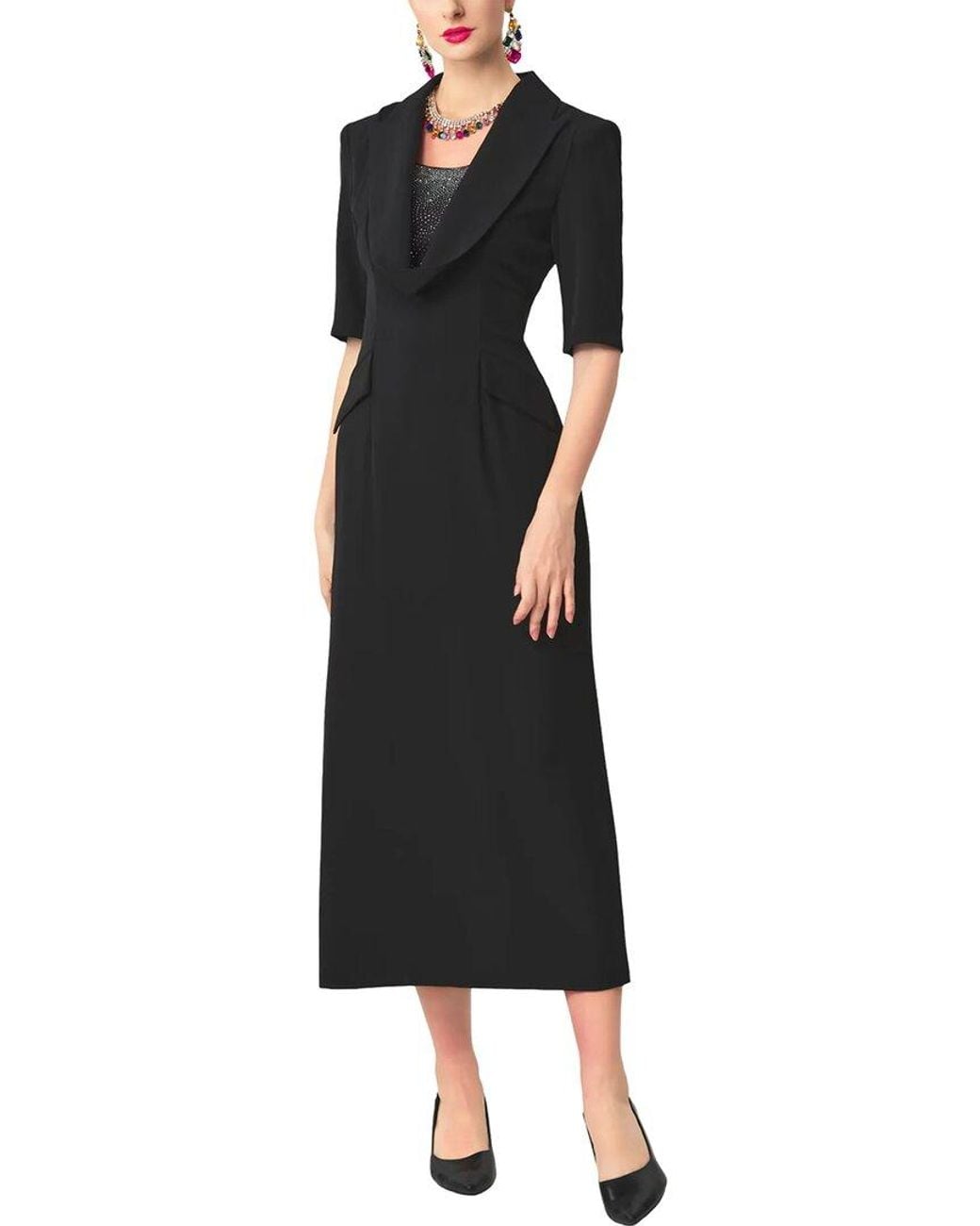 BURRYCO Black Short Sleeve Midi Dress