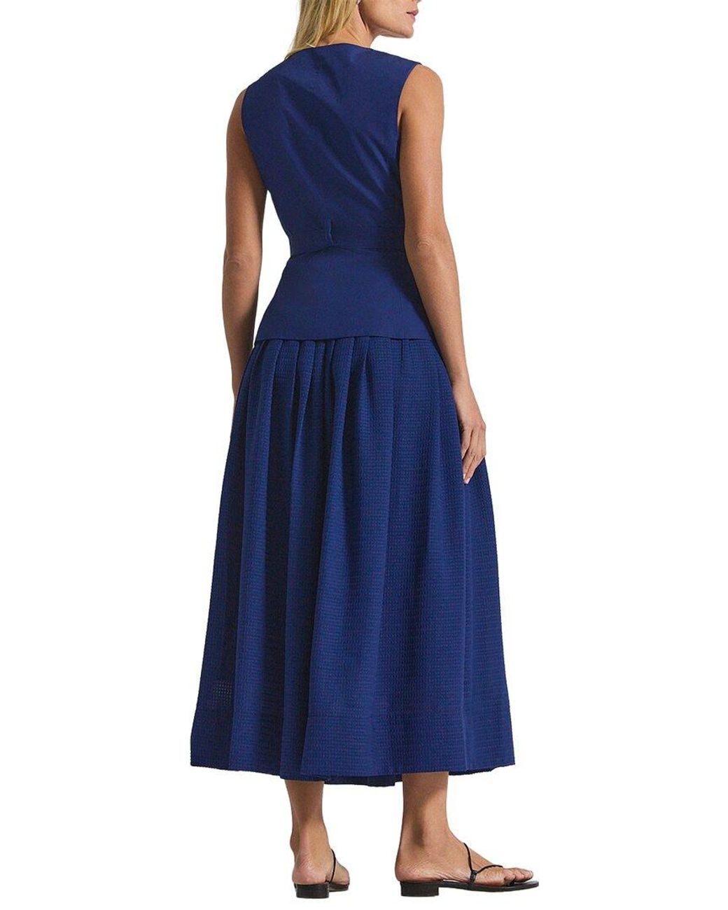 10 Crosby Derek Lam Blue Annika Mixed Media Mini Grid Georgette Dress