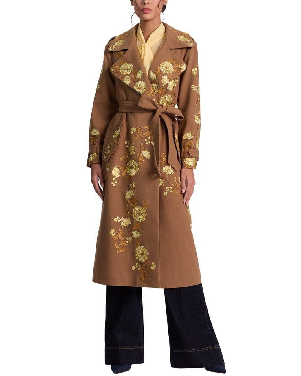 Alice + Olivia Brown Nevada Embr Trench Coat